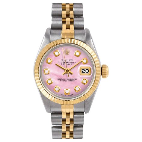 rolex watch ladies mother of pearl roman numerals diamonds|rolex datejust 28 diamond bezel.